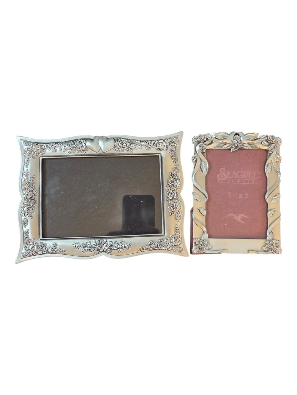 Seagull Pewter Decorative Silver Photo Frames - Set of 2